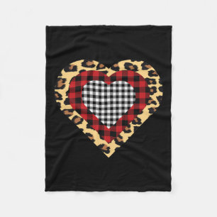 Drei Herzen Buffalo Leopard Karierter Valentinstag Fleecedecke