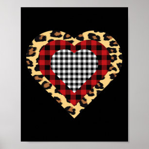 Drei Herzen Buffalo Leopard Karierter Valentinstag Poster