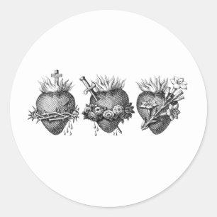 Drei Herzen Jesu, Maria und Joseph Ansprache Runder Aufkleber