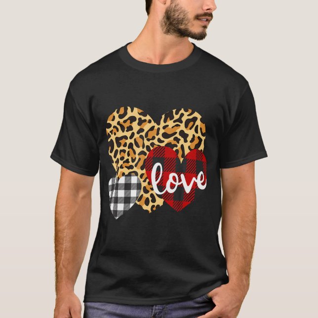 Drei Herzen Leopard Buffalo Kariert für Frauen Val T-Shirt (Vorderseite)