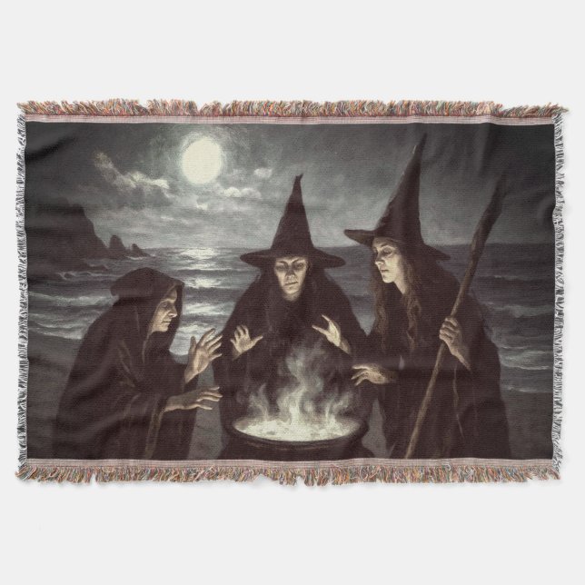 Drei Hexen Brew Cauldron Vollmond Strand Decke (Vorderseite)