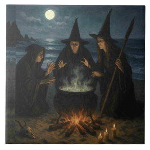 Drei Hexen Brew Cauldron Vollmond Strand Fliese