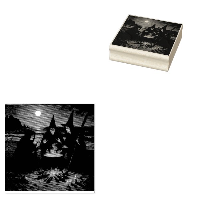 Drei Hexen Brew Cauldron Vollmond Strand Gummistempel (Stempel)