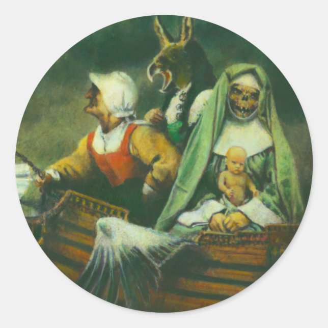 Drei Hexen-Design Runder Aufkleber (Vorderseite)