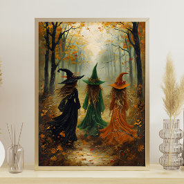 Drei Hexen Herbstwald Vintage Halloween-Mauer Poster