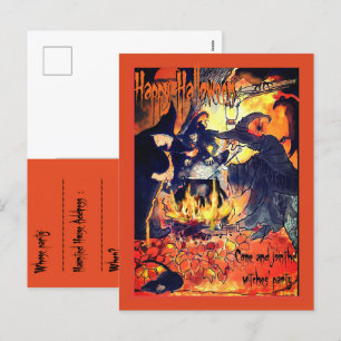Drei Hexen-Party-Einladung Halloween Feiertagspostkarte