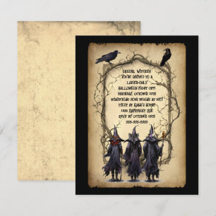 Drei Hexen und Doppelrahmen Halloween Einladung
