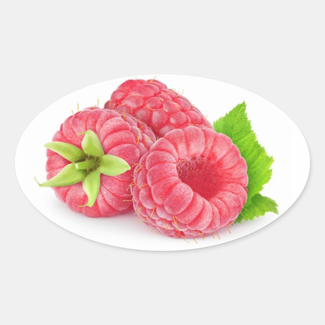 Drei Himbeeren Ovaler Aufkleber (Vorderseite)