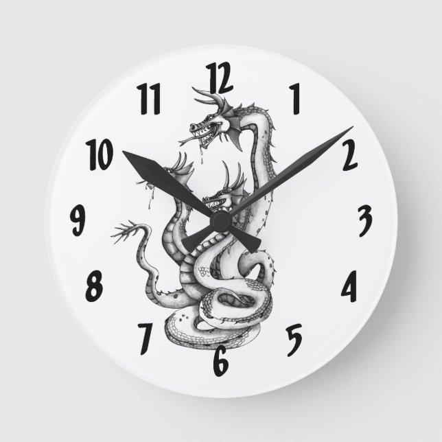 Drei hintere Hydra-Design-Uhr Runde Wanduhr (Vorderseite)