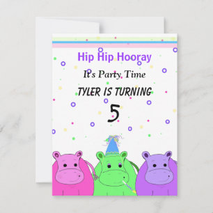 Drei Hippo-Party Einladung