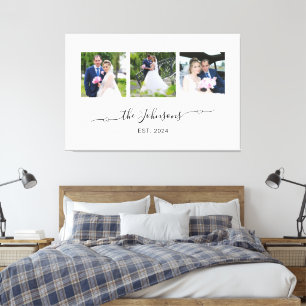 Drei Hochzeitsfotos Herz Swash Unterschrift Leinwanddruck