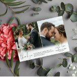 Drei Hochzeitsskripte Fotos Vielen Dank Dankeskarte<br><div class="desc">Wir bedanken uns bei Ihnen für die Karte mit Platz für drei Fotos,  zwei auf dem Cover und ein größeres Foto auf der Rückseite. Fügen Sie eine Danksagung und Ihre Namen hinzu.</div>