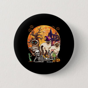Drei Horror Siamkatzen Cosplay Hexe Halloween Button