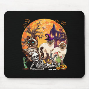 Drei Horror Siamkatzen Cosplay Hexe Halloween Mousepad