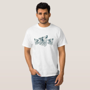 Drei Howling Wolves T-Shirt für Männer