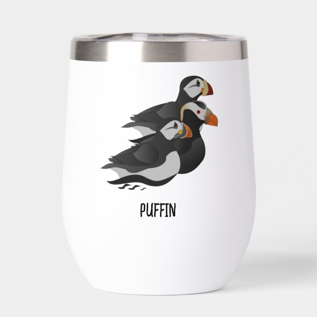 Drei hübsch gesellige Puffins Cartoon (Rückseite)