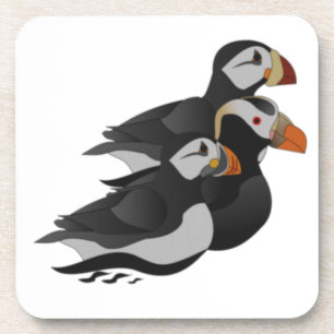 Drei hübsch gesellige Puffins Cartoon Getränkeuntersetzer