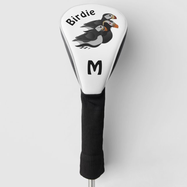 Drei hübsch gesellige Puffins Cartoon Golf Headcover (Vorderseite)