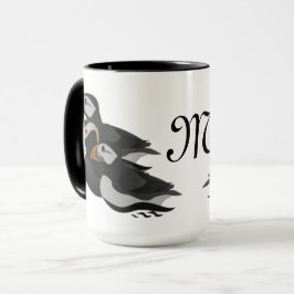 Drei hübsch gesellige Puffins Cartoon Tasse