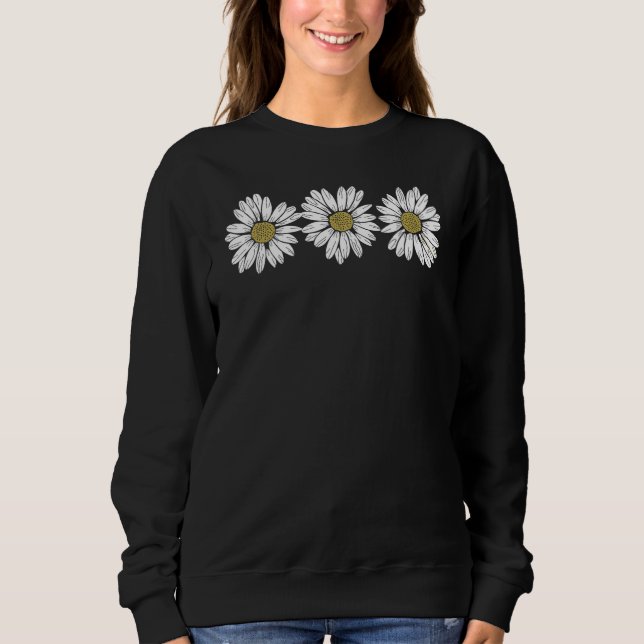 Drei hübsche Gänseblümchen-Blumen Frühling Sommer Sweatshirt (Vorderseite)