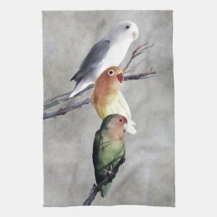Drei hübsche Lovebirds Küchentuch
