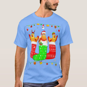 Drei Hühner in Weihnachtssocken passen zu Weihnach T-Shirt