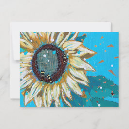 Drei Hummeln auf einer Sonnenblume Postkarte