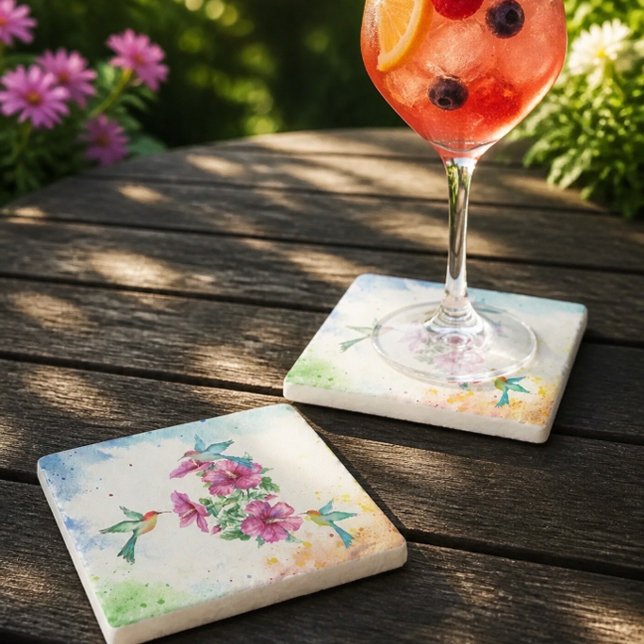Drei Hummingbirds Wasserfarben-Untersetzer Steinuntersetzer (Von Creator hochgeladen)