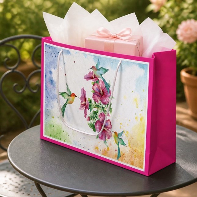 Drei Hummingvögel Aquarelltasche (groß) Große Geschenktüte (Von Creator hochgeladen)