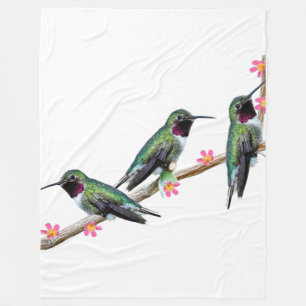 Drei Hummingvögel auf einem Zweig eines Feuers Fleecedecke