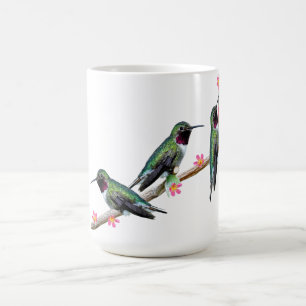 Drei Hummingvögel auf einem Zweig eines Feuers Kaffeetasse