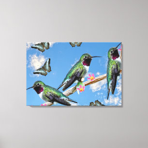 Drei Hummingvögel perlen Stretchelkanven Print Leinwanddruck