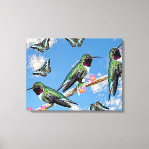 Drei Hummingvögel perlen Stretchelkanven Print Leinwanddruck