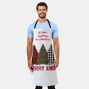 Drei Humorale Karierte Weihnachtsbaumen Schürze