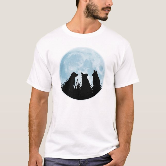 Drei Hunde an der Nachtzeit T-Shirt (Vorderseite)