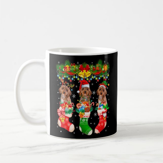 Drei Hunde der Santa Reindeer Elf Cockapoo in Chri Kaffeetasse (Links)