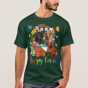 Drei Hunde der sonnigen Dackel im Korb der Osterei T-Shirt