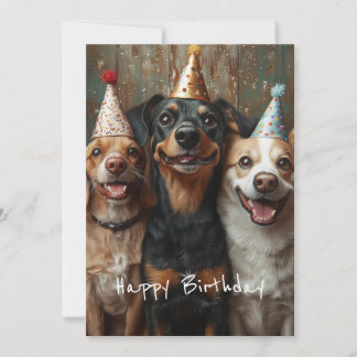 Drei Hunde zum Geburtstag Einladung