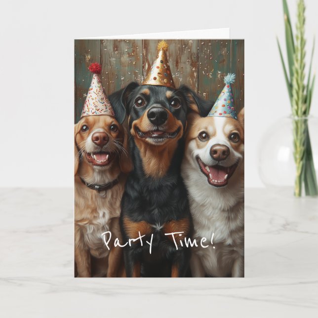 Drei Hunde zum Geburtstag Einladung (Vorderseite)