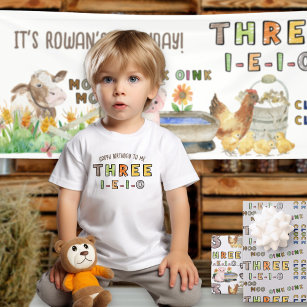 Drei-i-e-i-o-3. Geburtstagsfarm Kinderzimmer Rhyme Kleinkind T-shirt