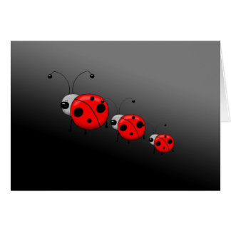 Drei Illustrierte Ladybugs Grußkarte