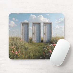 Drei im Feld Wildblume Stehende Türen Mousepad