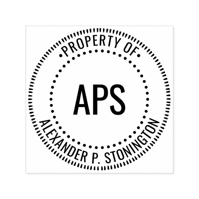 Drei Initialen "Property of" Notary Style Frame Permastempel (Design)
