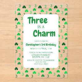 Drei ist ein Charme St. Patrick's Day 3. Geburtsta Acryleinladungen