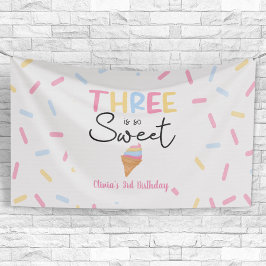 Drei ist so süße Eiscreme 3. Geburtstag Party Banner