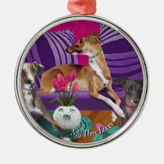 Drei italienische Greyhounds Ornament Aus Metall