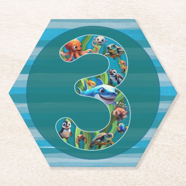 Drei Jahre alt: Untersetzer in Papierform (Vorderseite)