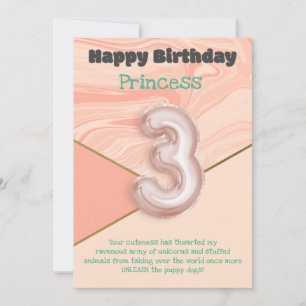 Drei Jahre alte Mädchen Happy Birthday Card
