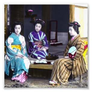 Drei JapanerGeisha Vintages altes Japan Fotodruck