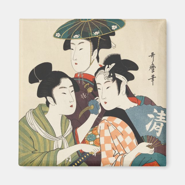 Drei junge Männer oder Frauen, Utamaro Magnet (Vorne)